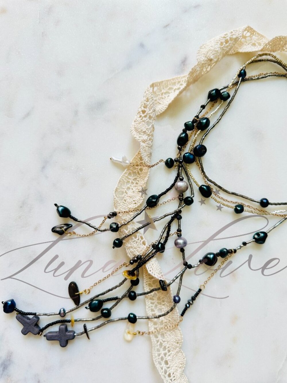 FREE PEOPLE x Ariana Ost Something Beautiful Necklace In Black NWT - Picture 4 of 6
